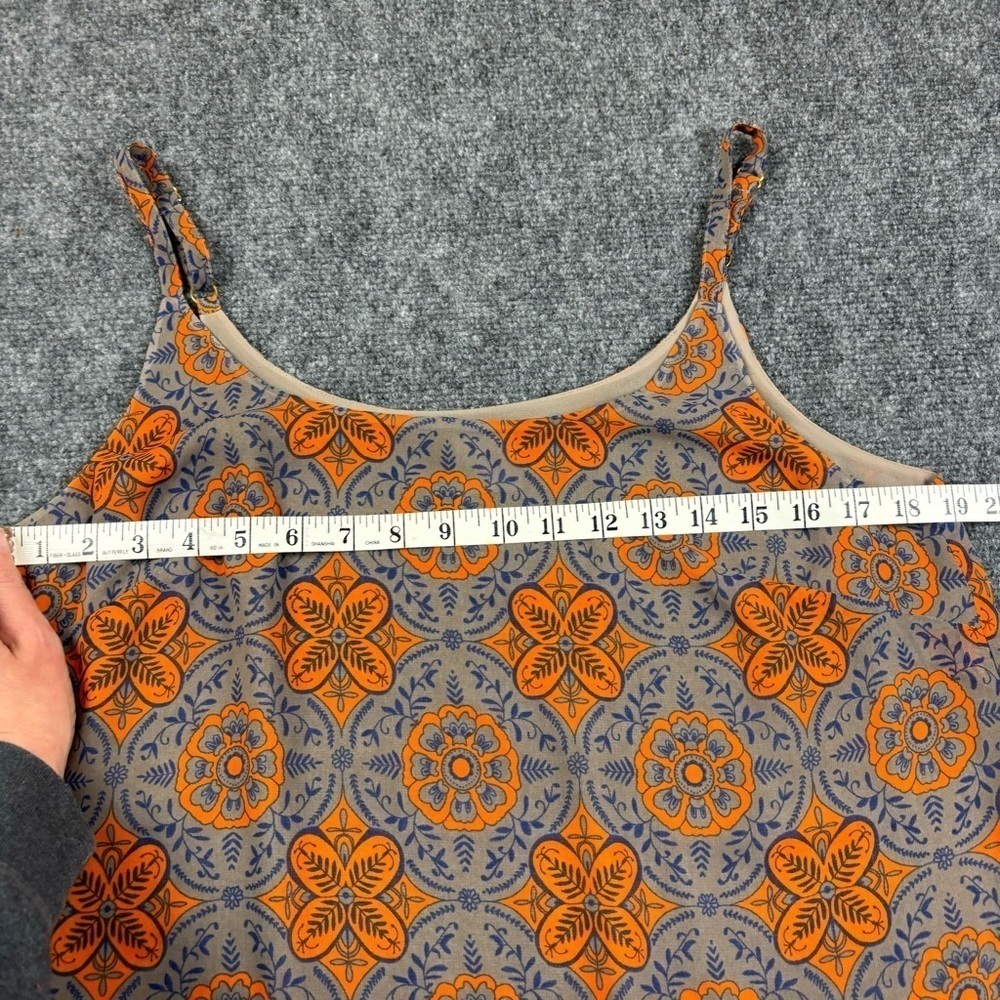CABI Women’s Arabesque Cami Blouse Tank Top Style # 3082 Orange/grey/teal Medium - Picture 7 of 7